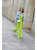 Elegant jumpsuit with wide legs and a tied top, lime 44610 - Online store - Boutique